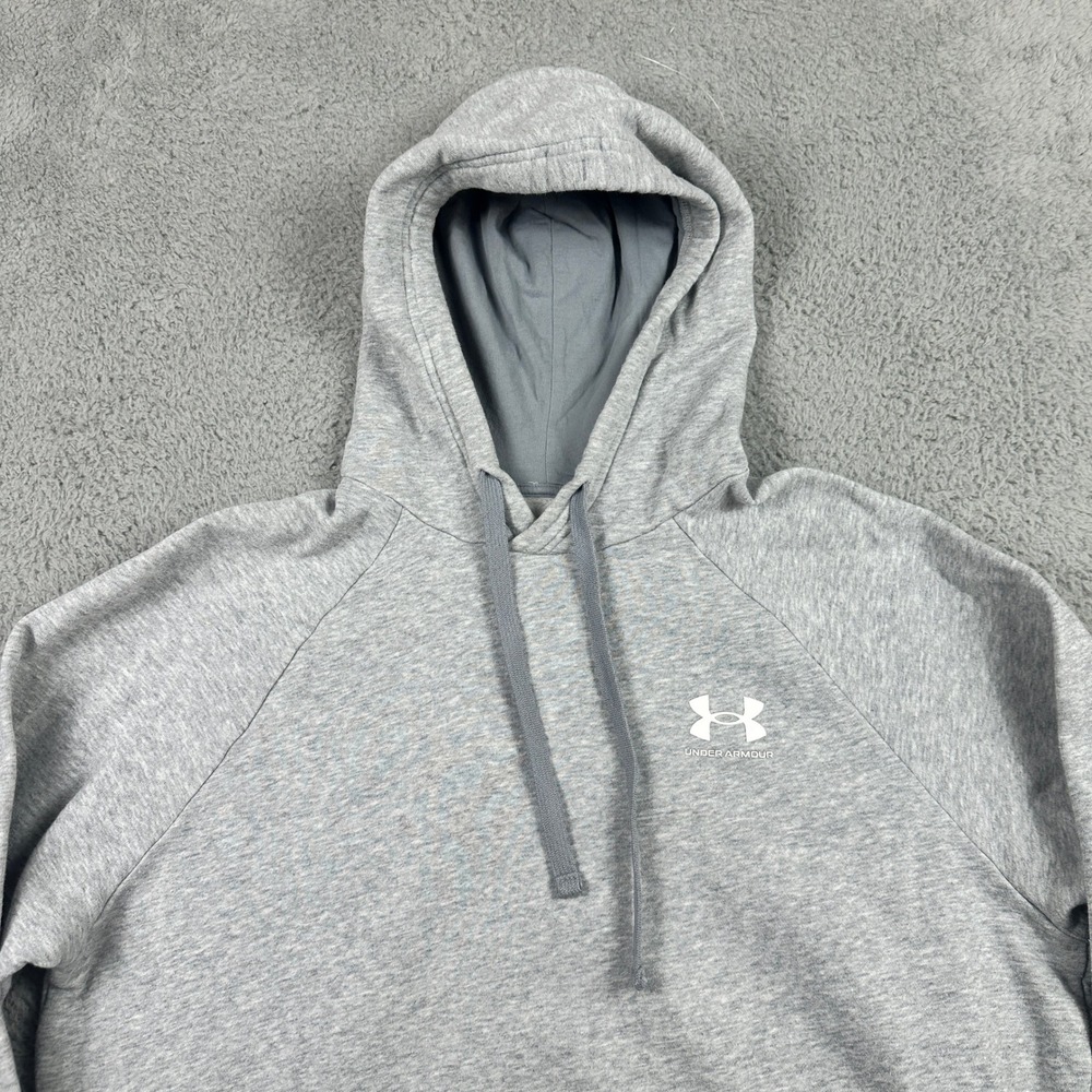 Under Armour Rival Fleece Hoodie Mens Medium Grey Pullover Logo 1366723 035 - Picture 2 of 9